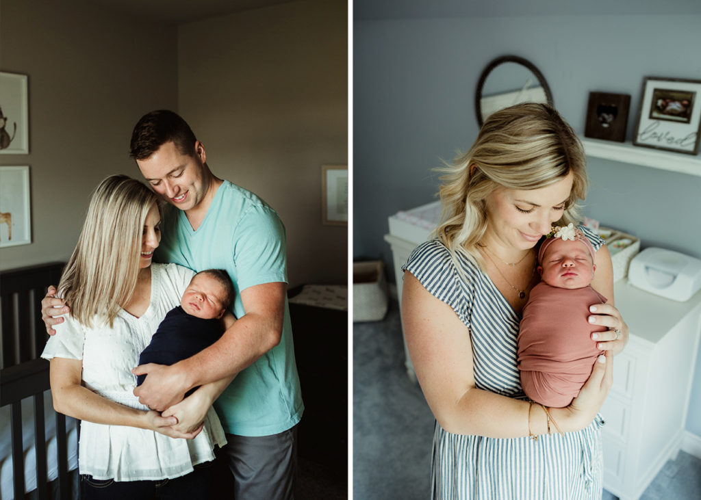 Parents holding newborn. Mother holding newborn. What to wear to your newborn session.