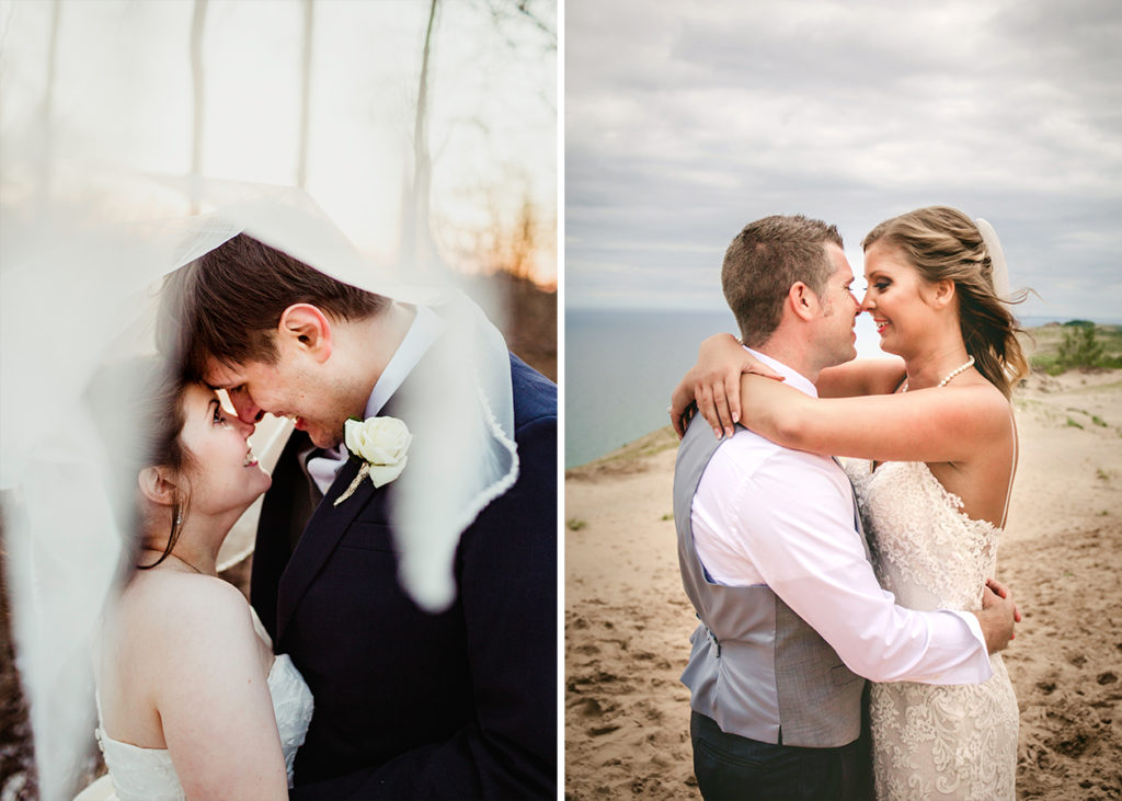 Two couples snuggled together looking at each other. 8 reasons small weddings kick ass.